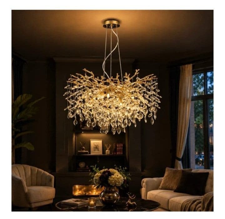 Kroonluchter incl lichtbron 80 x 40 cm nieuw, Ophalen, Klassiek rococo, Nieuw, Glas
