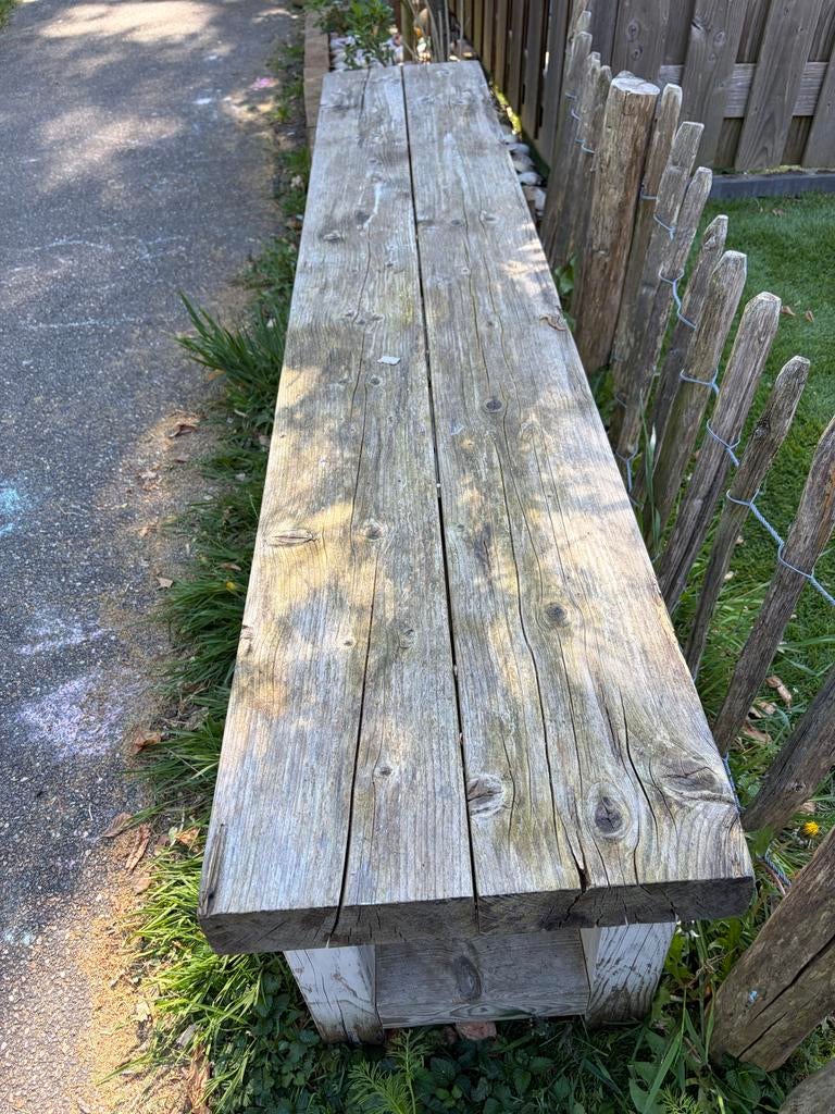 Robuuste houten tuinbank - Perfect voor buiten, Huis en Inrichting, Stoelen, Ophalen, Gebruikt, Overige kleuren, Drie