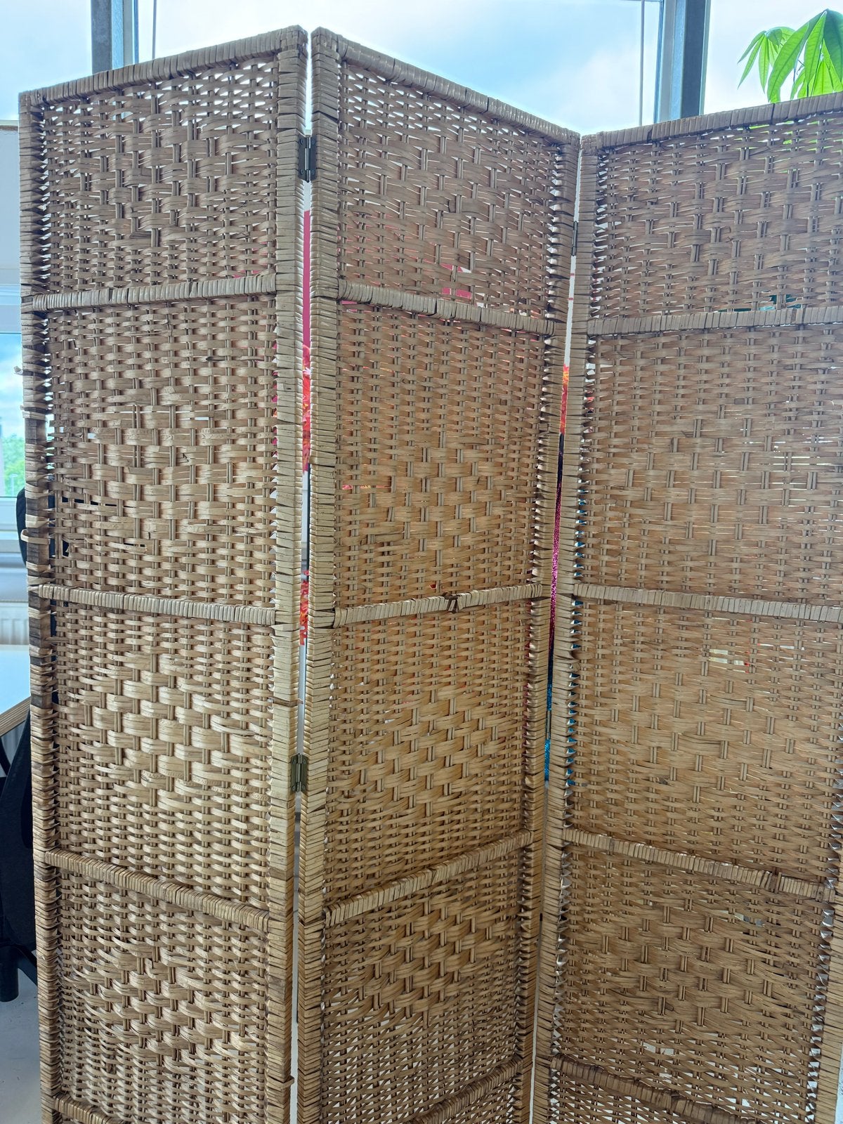Stijlvol kamerscherm van rotan - 3 panelen, Ophalen of Verzenden, Gebruikt