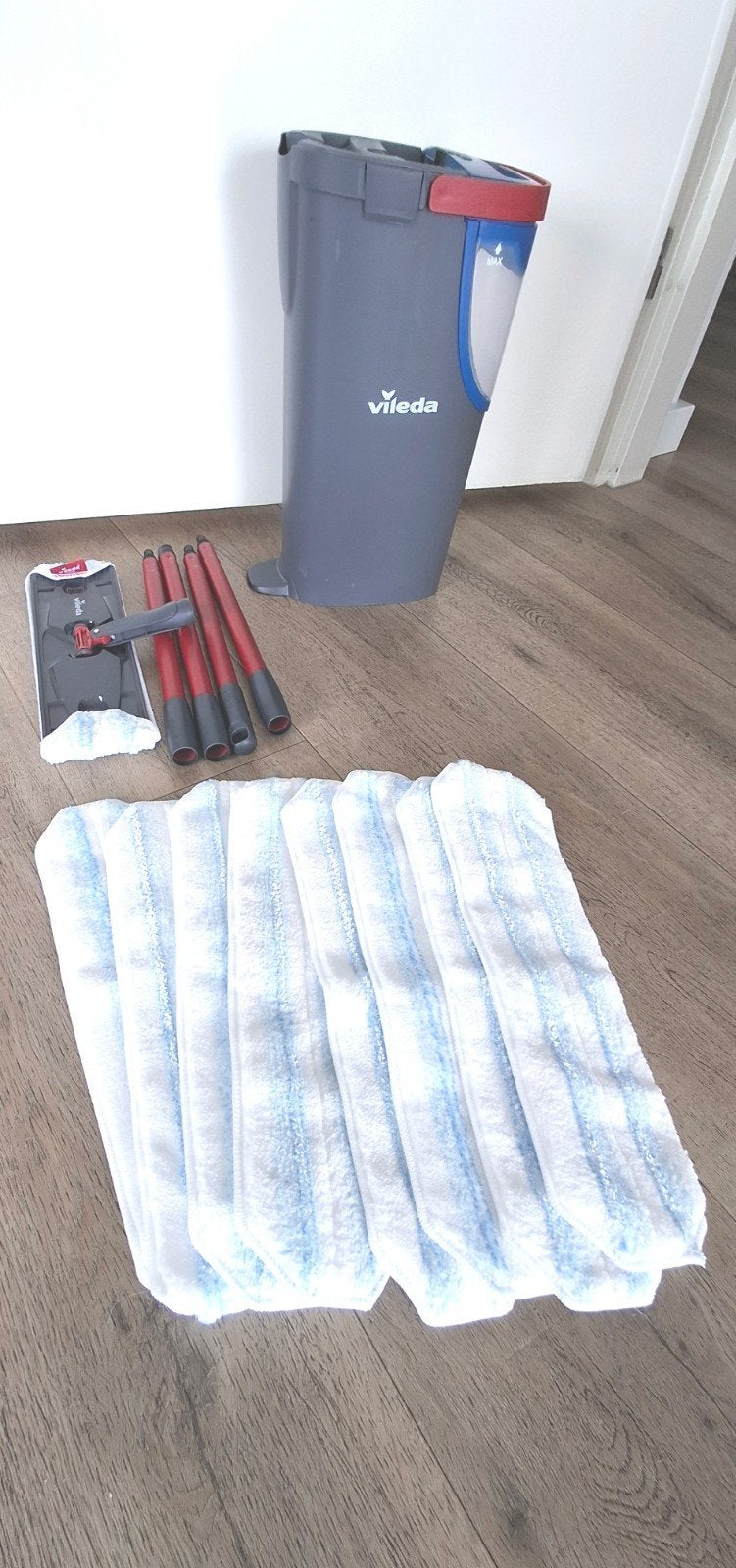 Vileda Flatmop dweilsysteem met 9 dweilen, Ophalen, Dweilemmer, -bak, of -wagen