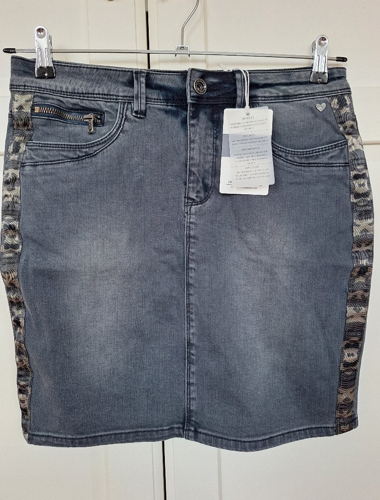 Geisha nieuwe grijze denim jeans mini rok, maat S 36, Geisha, Nieuw, Ophalen of Verzenden, Maat 36 (S)
