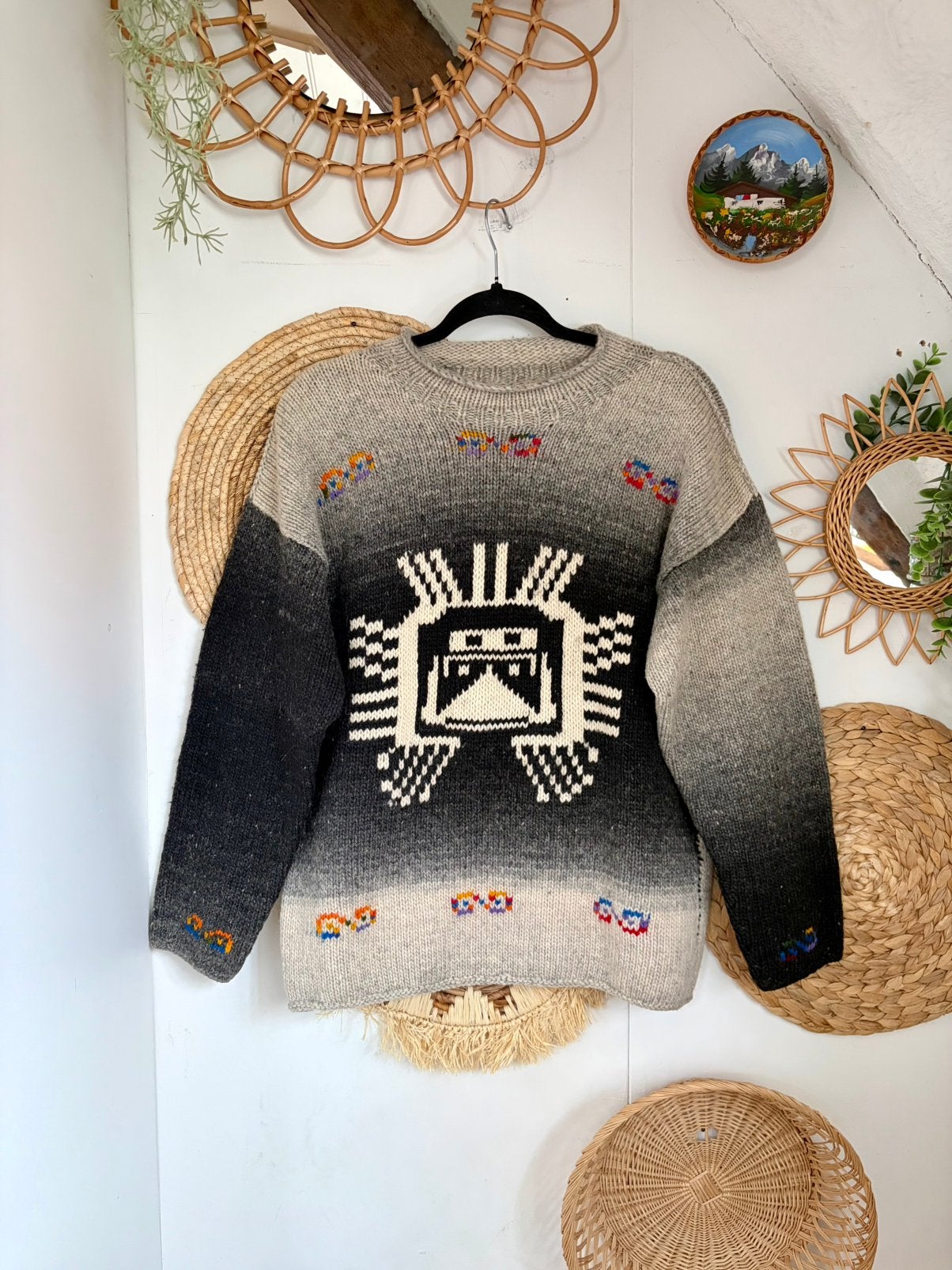 Handgebreide vintage Peruaanse trui, Ophalen of Verzenden, Zo goed als nieuw, Maat 38/40 (M)