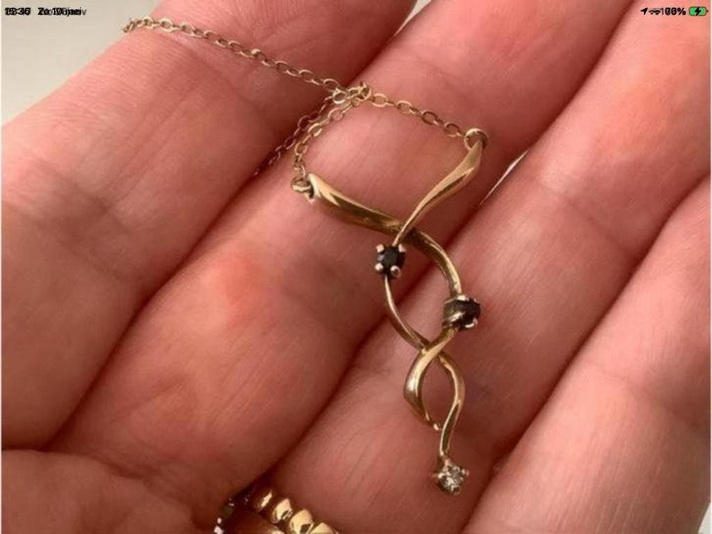 Prachtige vintage gouden ketting Saffieren Diamant 9 k 375, Verzenden, Zo goed als nieuw, Met edelsteen, Goud