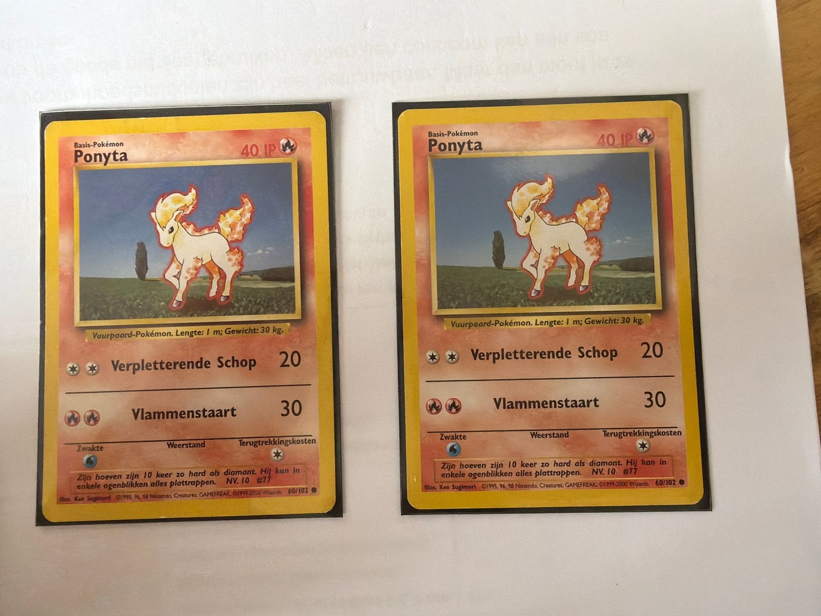 Pokémon Kaart Ponyta (2 stuks) - Basis-Pokémon, Ophalen of Verzenden, Gebruikt, Meerdere kaarten