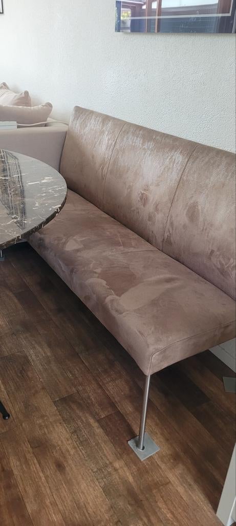Taupe bankje - zo goed als nieuw, 150 tot 200 cm, Driepersoons, Ophalen of Verzenden, Zo goed als nieuw