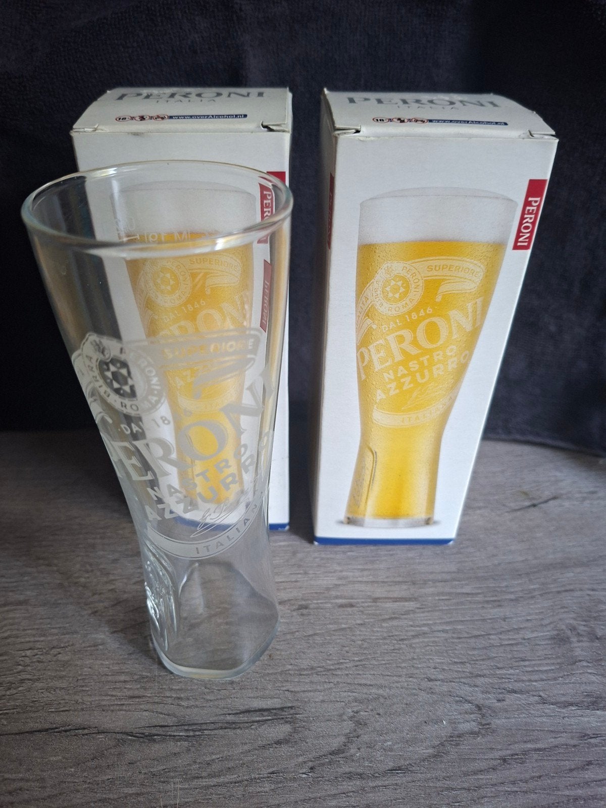 Peroni Nastro Azzurro bierglazen - Set van 2, Ophalen, Nieuw, Overige merken, Glas