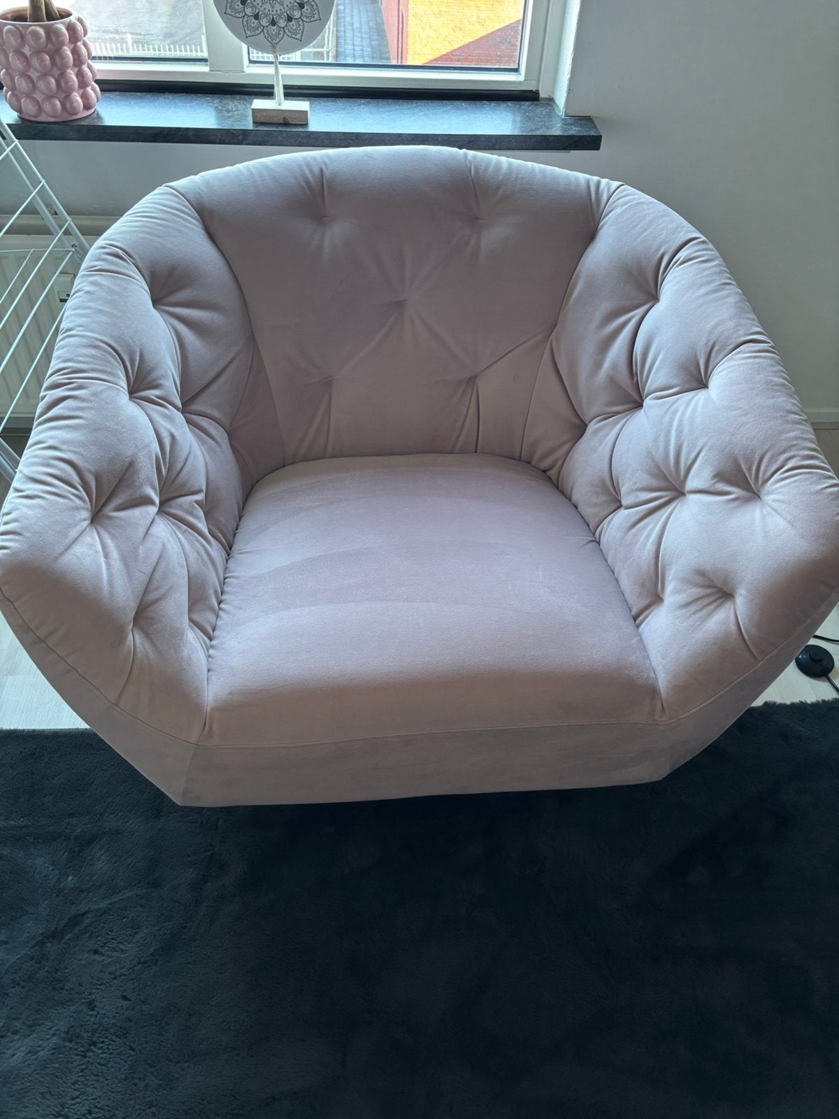 Mooie oudroze fauteuil, Ophalen, Overige materialen, 75 tot 100 cm, Zo goed als nieuw