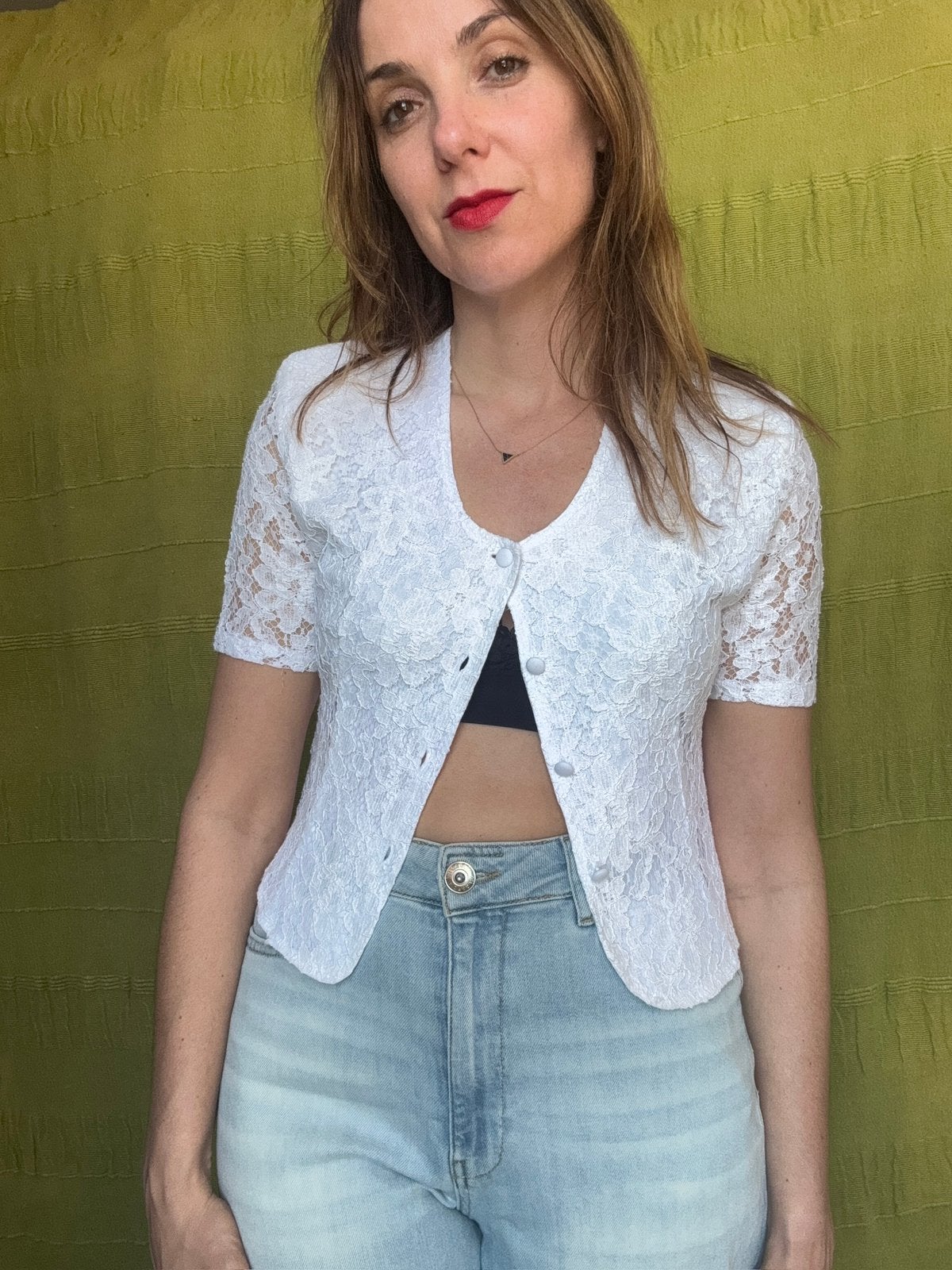 Vintage blouse Pimkie - Kant wit - 32/XXS, Hgv, Wit, Hgv, Ophalen of Verzenden
