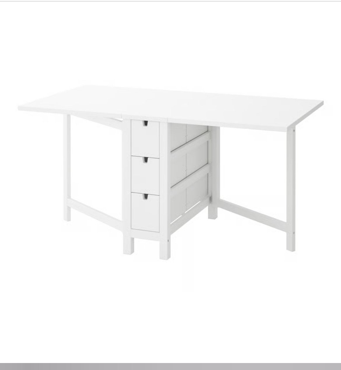 IKEA NORDEN Gateleg Tafel – Wit – Ruimtebesparend, Huis en Inrichting, Zo goed als nieuw, 150 tot 200 cm, Vier personen, Rechthoekig