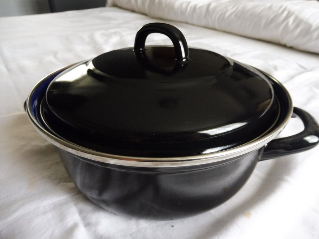 Gietijzeren emaille pan braadpan braad pan 22 cm, Ophalen, Zo goed als nieuw, Gietijzer