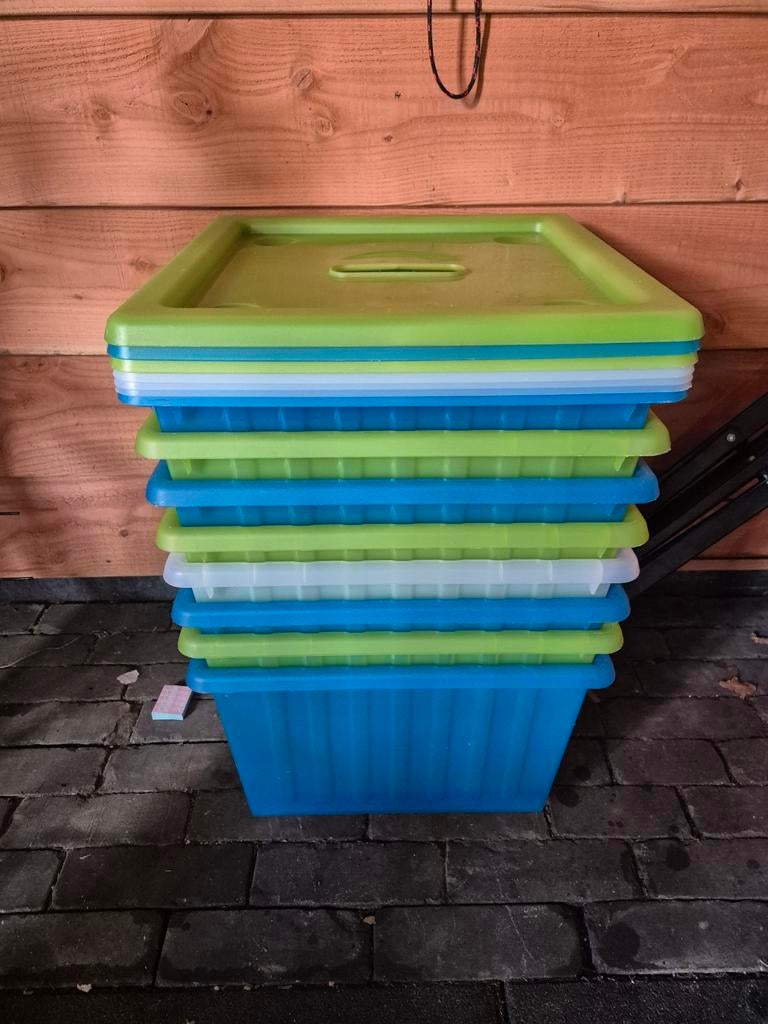 7x IKEA Vessla Opbergbakken met Deksel - Gebruikt, Ophalen, Gebruikt, Minder dan 50 cm, Minder dan 50 cm