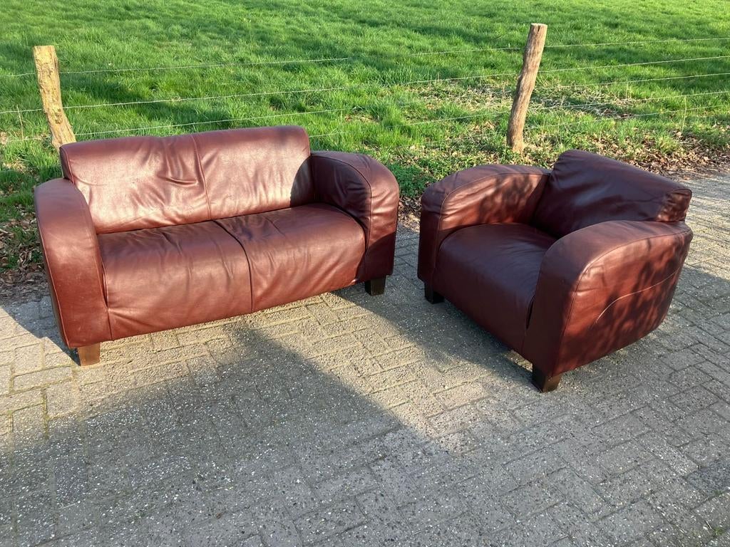Leren  Bankstel,, Ophalen, Gebruikt, 150 tot 200 cm, Tweepersoons