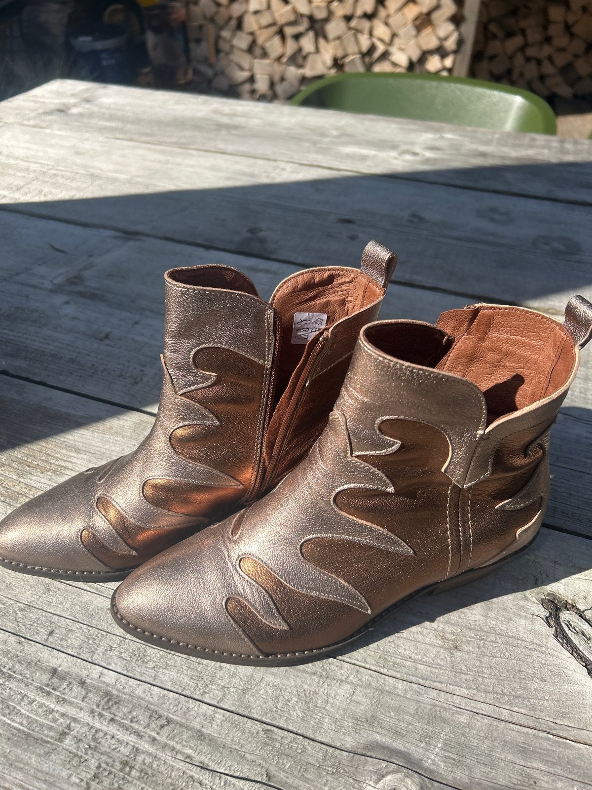 Manfield bronzen enkellaarzen maat 39, Ophalen of Verzenden, Zo goed als nieuw, Overige kleuren, Lage of Enkellaarzen