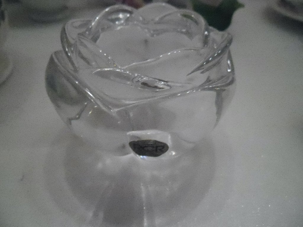 Glazen roos theelichthouder - Decoratief en sfeervol, 9 cm, Waxinelichthouder, Ophalen of Verzenden, Glas
