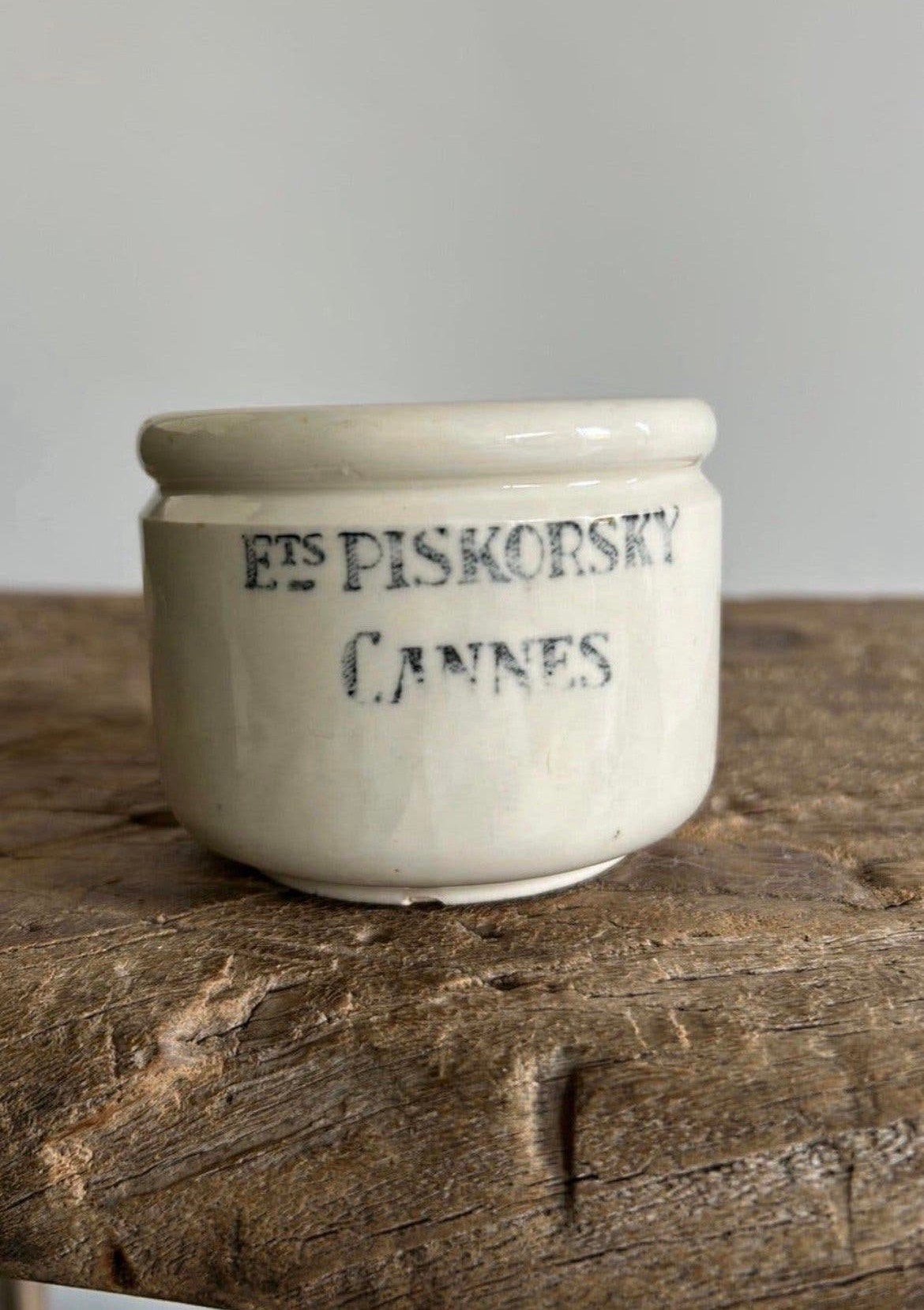 Oud brocante Frans aardewerk potje van Ets Piskorsky Cannes, Ophalen of Verzenden
