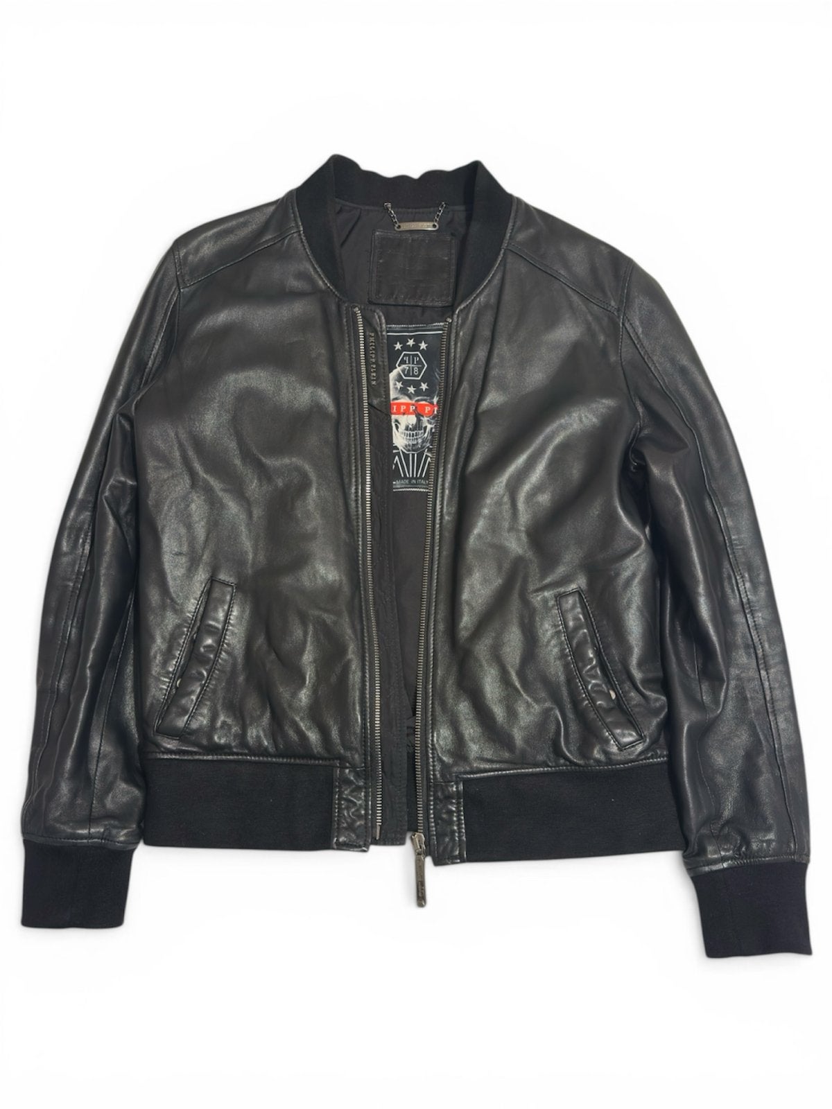 Philipp Plein Leren Jas - Goede Staat, Ophalen of Verzenden, Gedragen, Maat 48/50 (M), Zwart