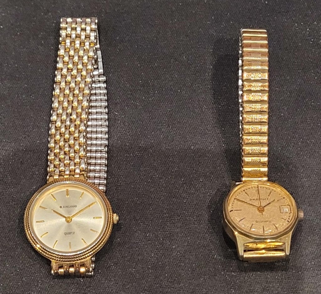 2 vintage goudkleurige quartz dameshorloges, Overige merken, Gebruikt, Polshorloge, Ophalen of Verzenden
