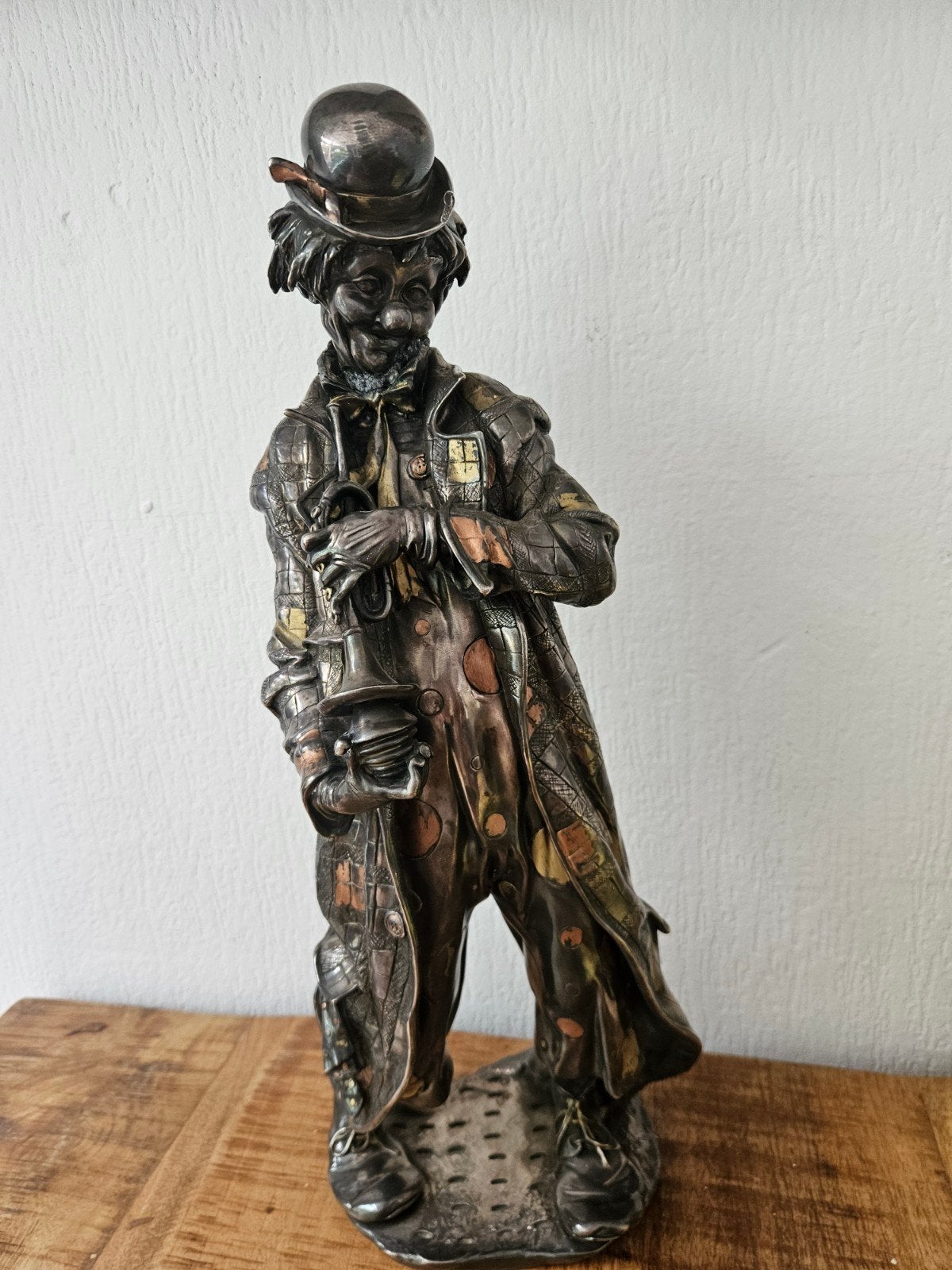 Vintage Italiaans Sculptuur - Clown met Trompet Verzilverd, Verzamelen, Ophalen of Verzenden, Gebruikt