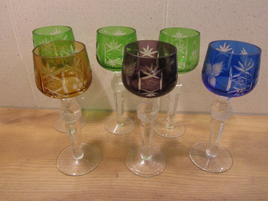 Boheems kristal borrelglas 6 stuks, Ophalen of Verzenden
