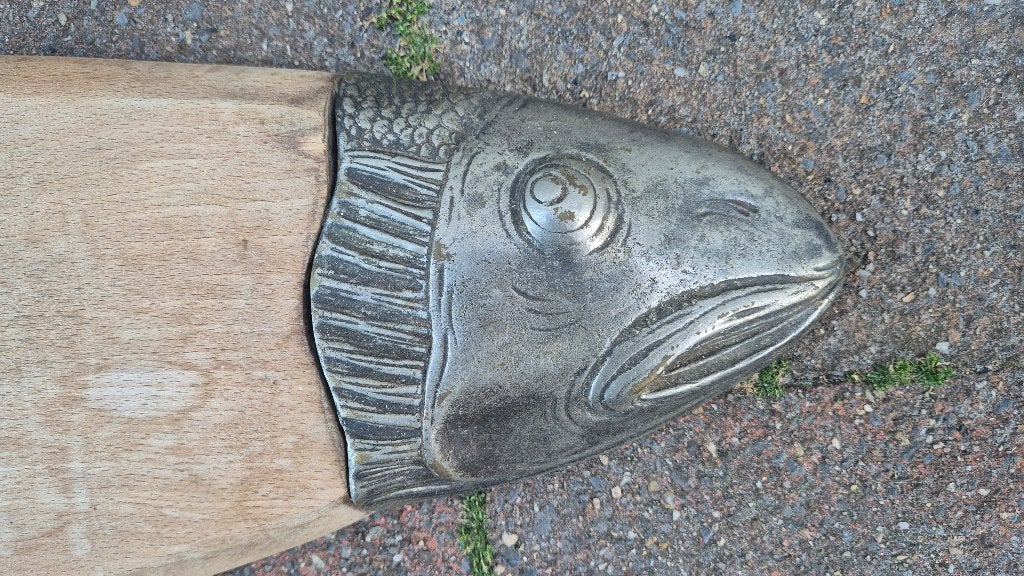 Zalm snijplank zeer decoratief!, Gebruikt, Zilver, 90 cm, Hout