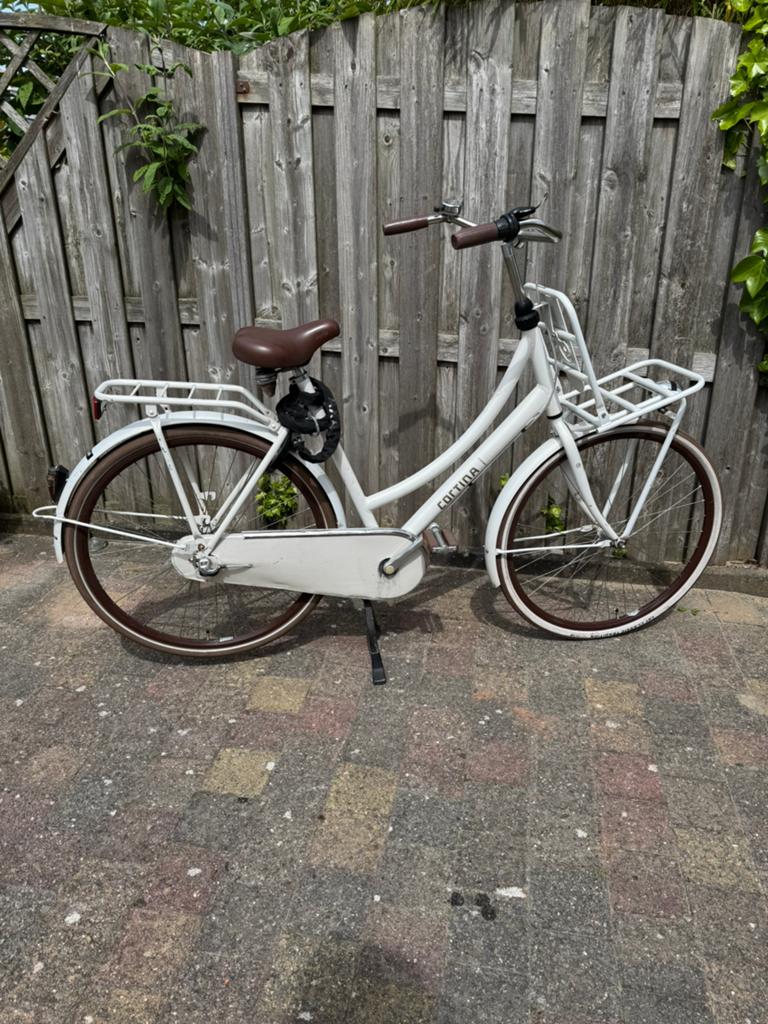 Witte Cortina transportfiets 3V 28 inch, Fietsen en Brommers, Fietsen | Dames | Omafietsen, Gebruikt, 50 tot 53 cm, Versnellingen