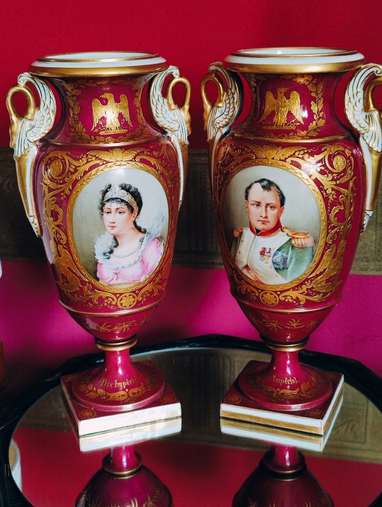 19 eeuw Napoleon en Josephine vazen, Ophalen of Verzenden
