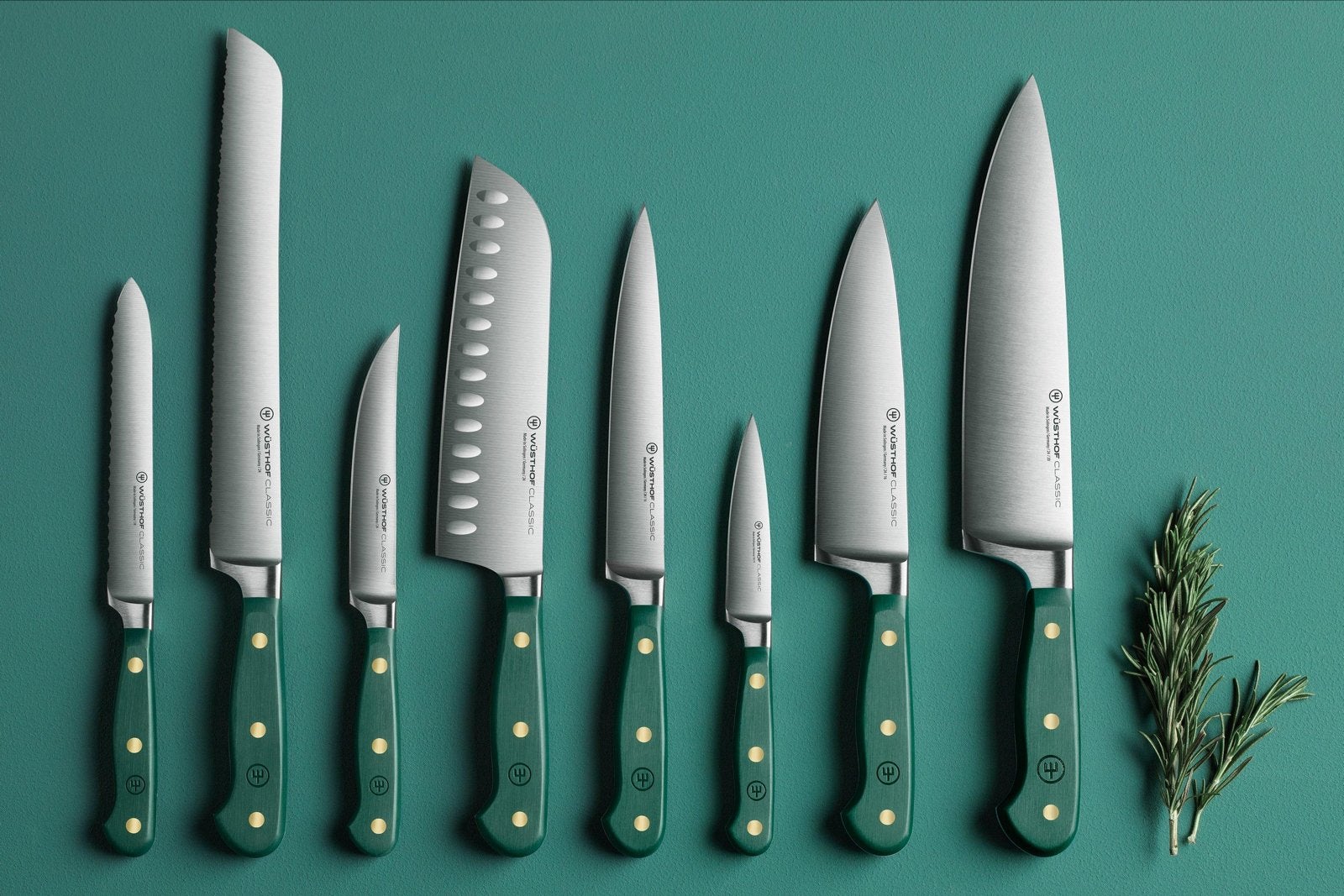 Wüsthof Classic Messenset - Groen Handvat, Ophalen of Verzenden, Zo goed als nieuw, Metaal, Overige merken