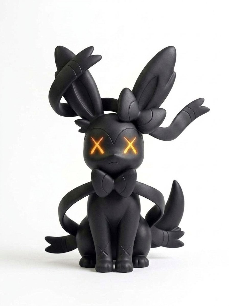 KAWS x Sylveon Figuur - Zwart met gloeiende ogen, Ophalen of Verzenden, Zo goed als nieuw, H, H