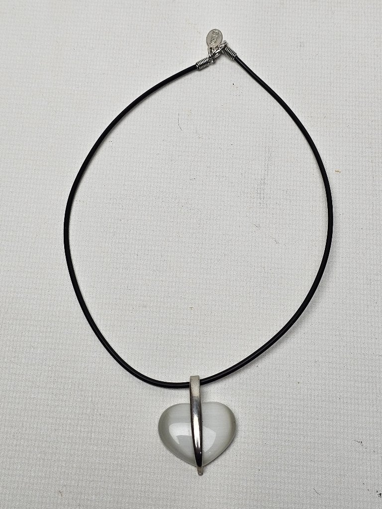 # Toenga ketting met hart van als het goed witte quartz, Sieraden, Tassen en Uiterlijk, Kettingen, Ophalen of Verzenden, Gebruikt