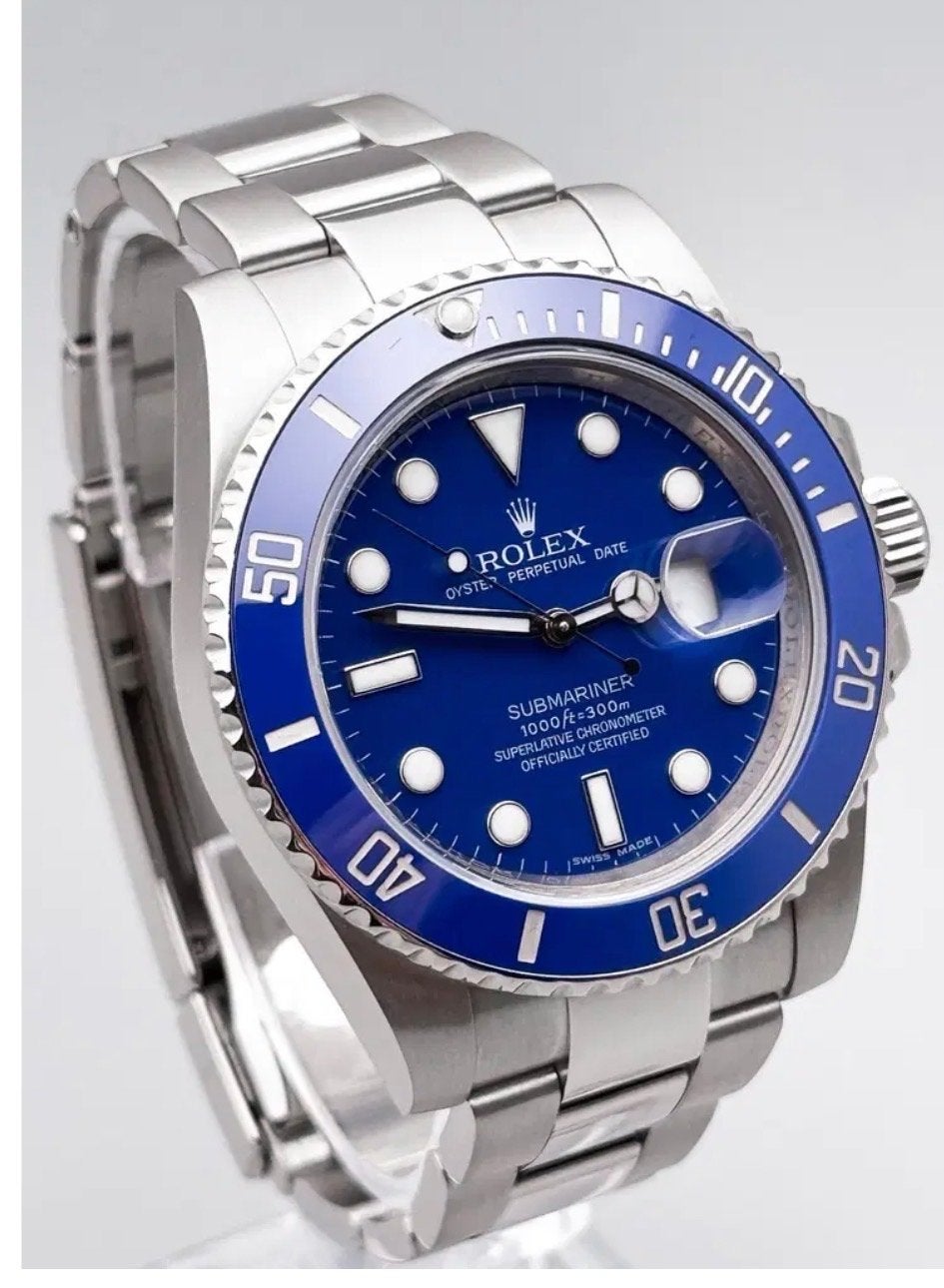 Rolex Submariner Date Blauw - Zo goed als nieuw, Sieraden, Tassen en Uiterlijk, Horloges | Heren, Polshorloge, Ophalen of Verzenden