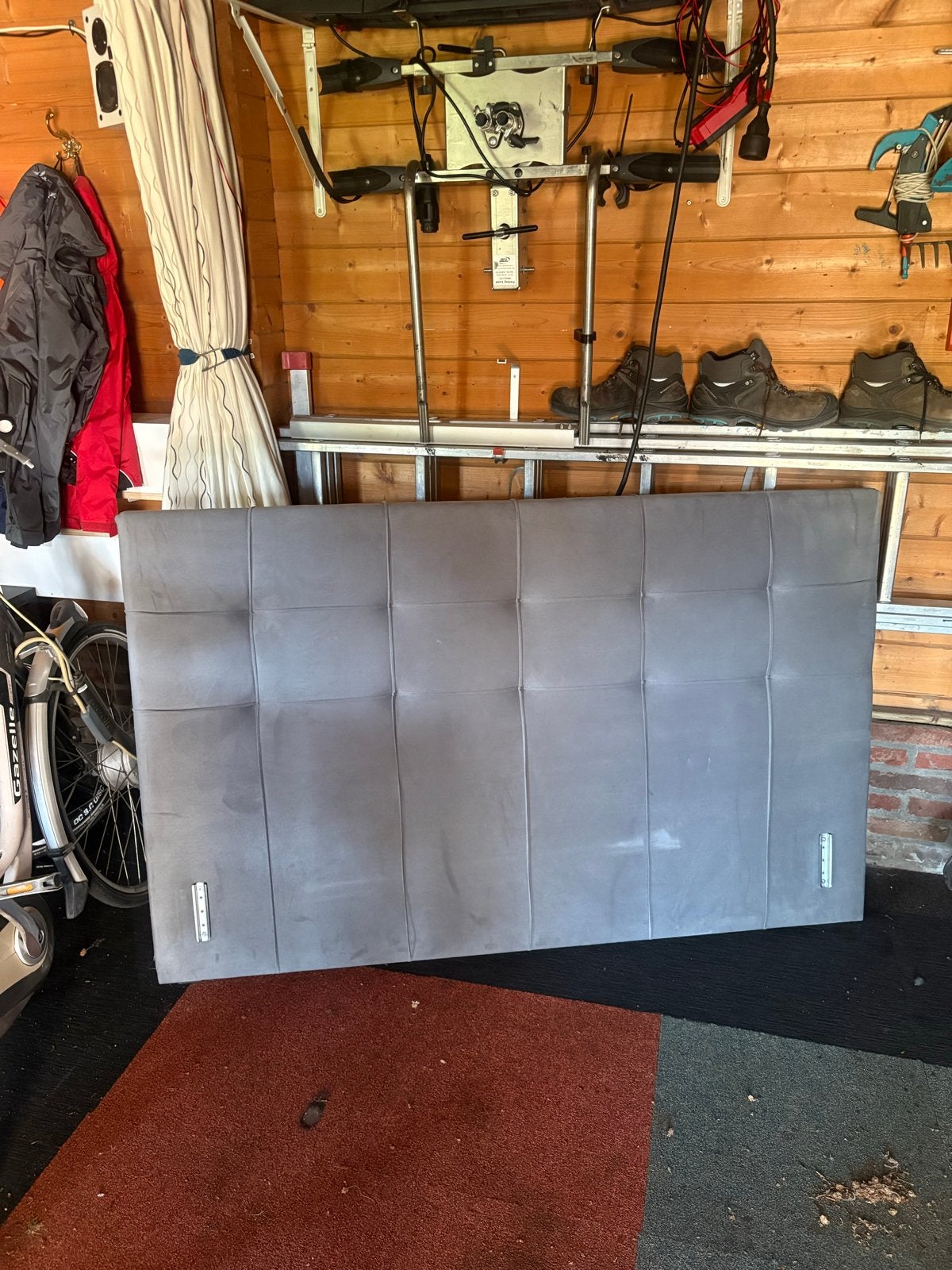 Hoofdbord bed 160 x 100 cm - Grijs, Ophalen, Gebruikt, Tweepersoons, 160 cm