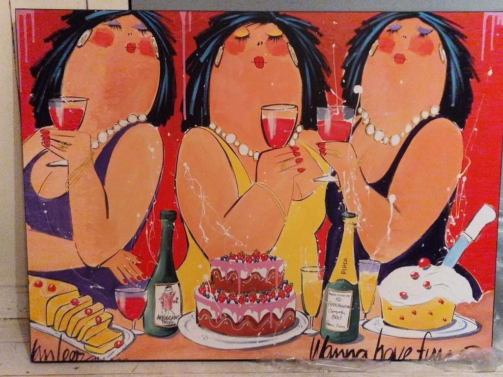 Dikke dames, 50 tot 75 cm, Ophalen of Verzenden, Zo goed als nieuw, Schilderij