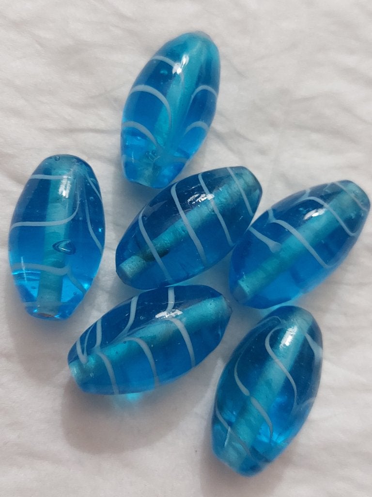 Grote turquoise bewerkte glaskralen, Verzenden, Nieuw, Kraal