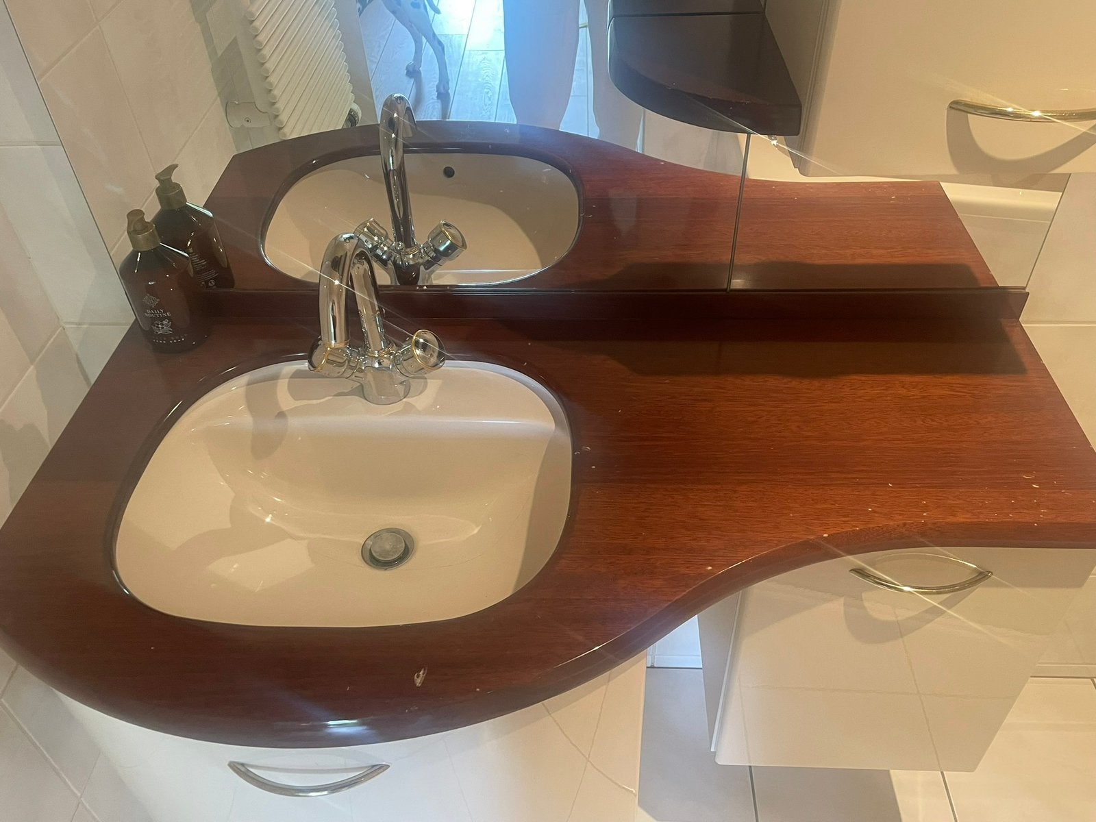 Retro wasbak en -meubel, Huis en Inrichting, Badkamer | Badkamermeubels, Ophalen, Gebruikt, 50 tot 100 cm, Minder dan 100 cm