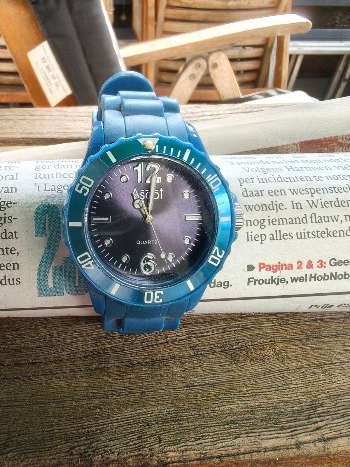 Blauw Ascot Quartz Polshorloge - Gebruikt, Kunststof, Gebruikt, Polshorloge, Kunststof
