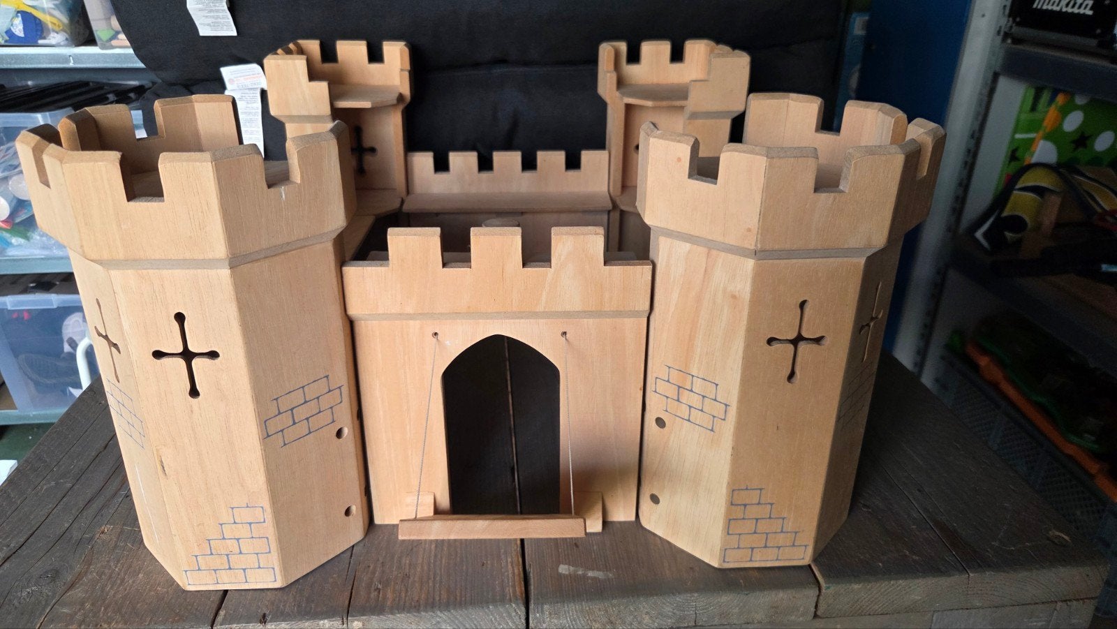 Houten kasteel, Kinderen en Baby's, Speelgoed | Buiten | Speelhuisjes, Ophalen, Gebruikt, Hout