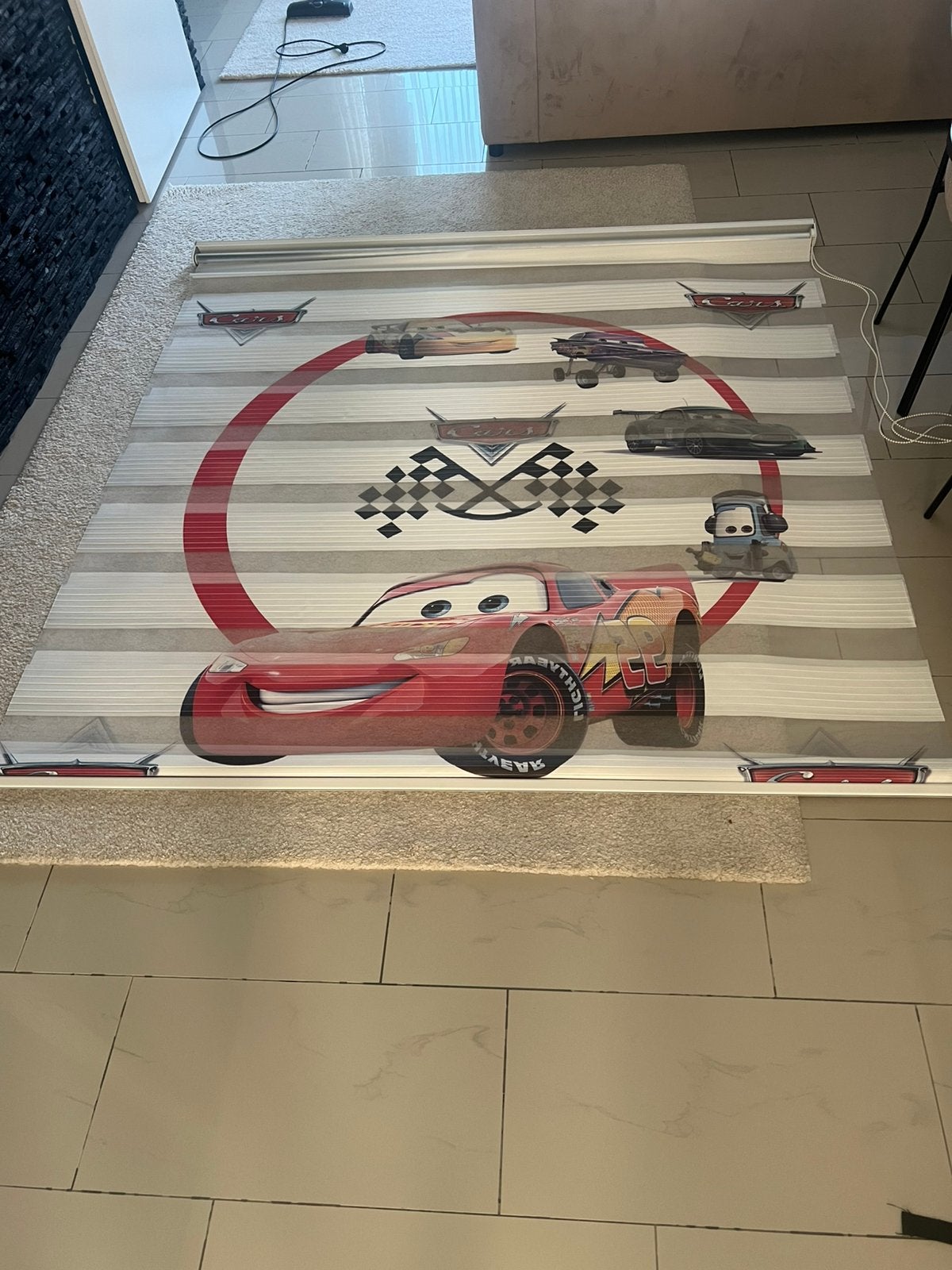 Witte Zebra rolgordijn cars motief kindergordijn., Huis en Inrichting, Inclusief montageonderdelen, 175 cm, 180 cm, Wit