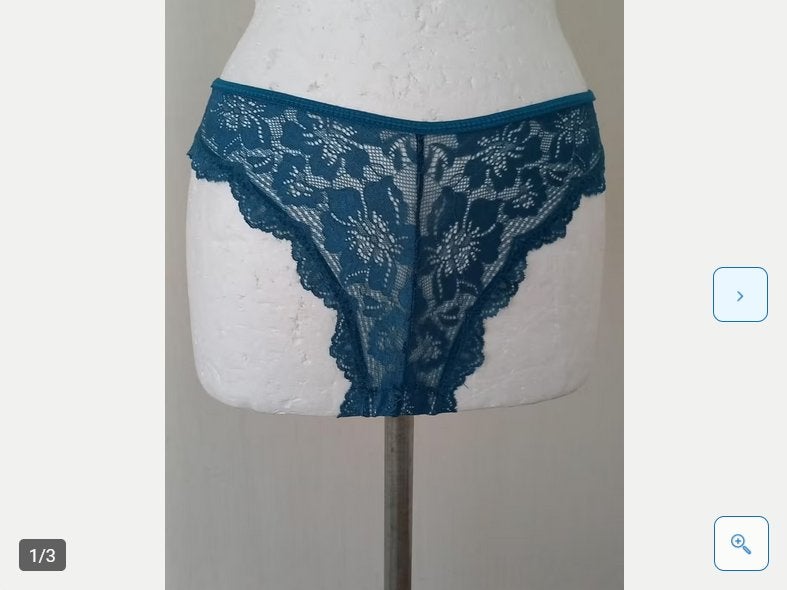 Mooi kanten slipje in petrolblauw  maat M Nieuw, Italiaans, Verzenden, Blauw, Slip