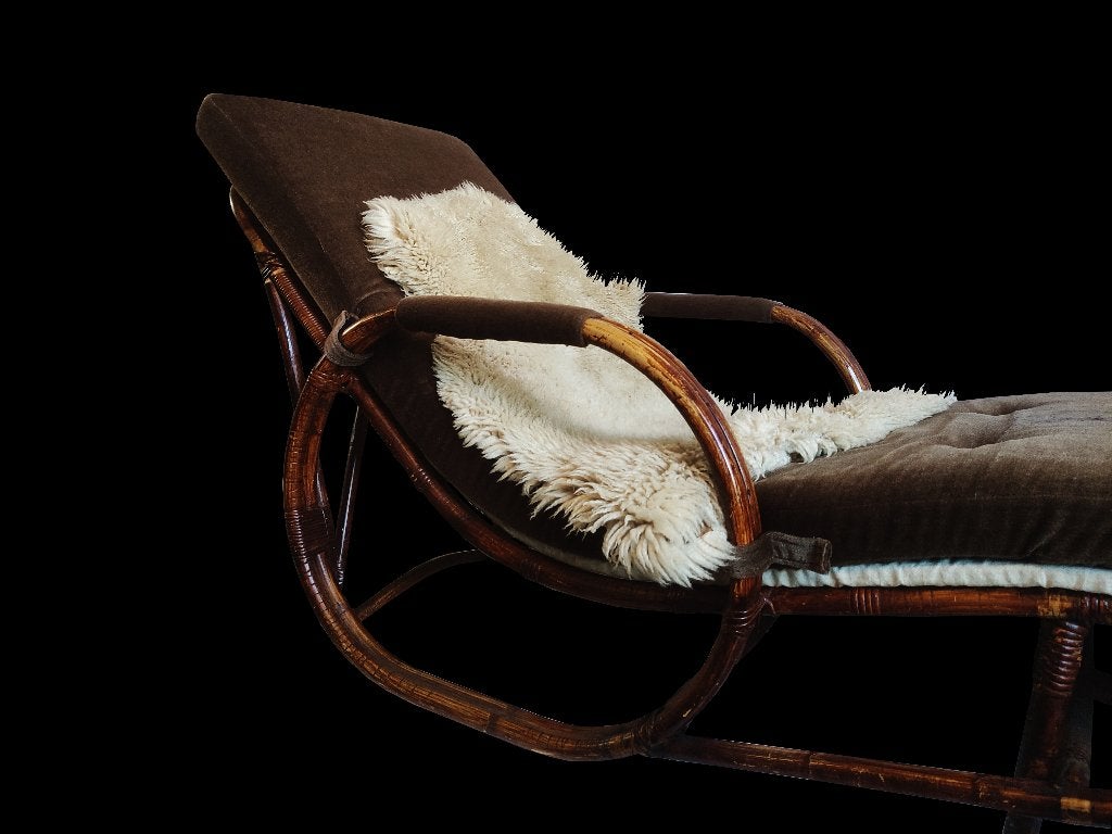 Schitterende vintage Bauhaus BoHo Manou urban Chaise longue, Ophalen, Gebruikt, Eenpersoons, Riet of Rotan