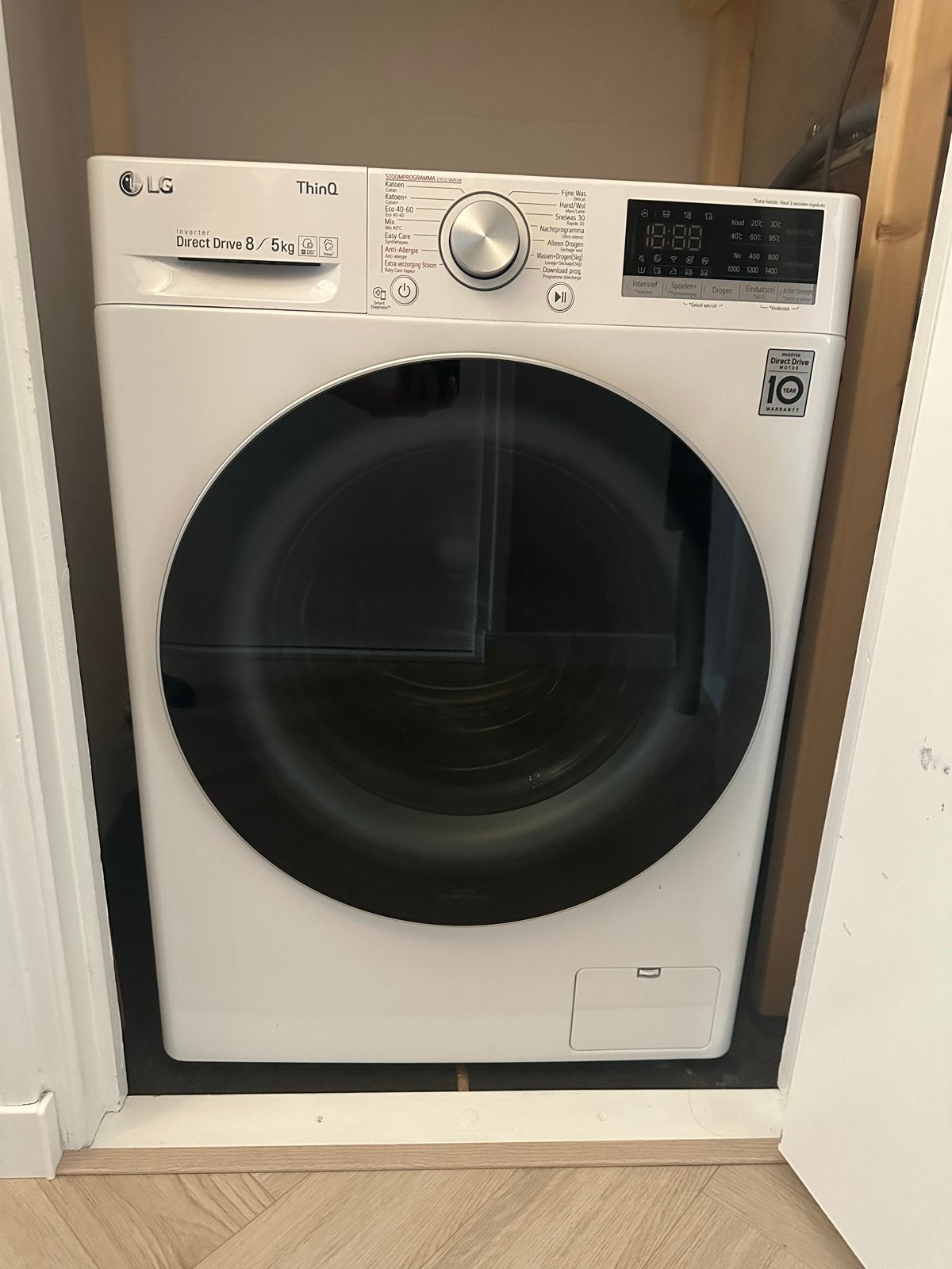 LG ThinQ Direct Drive 8/5kg Was-droogcombinatie, 8 tot 10 kg, Ophalen, Zo goed als nieuw, 85 tot 90 cm