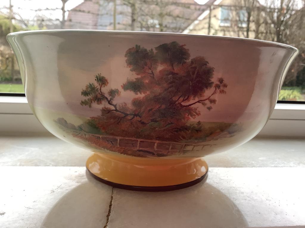 Antieke Royal Doulton schaal met landschap, Engels porselein, Antiek en Kunst, Antiek | Porselein, Ophalen of Verzenden