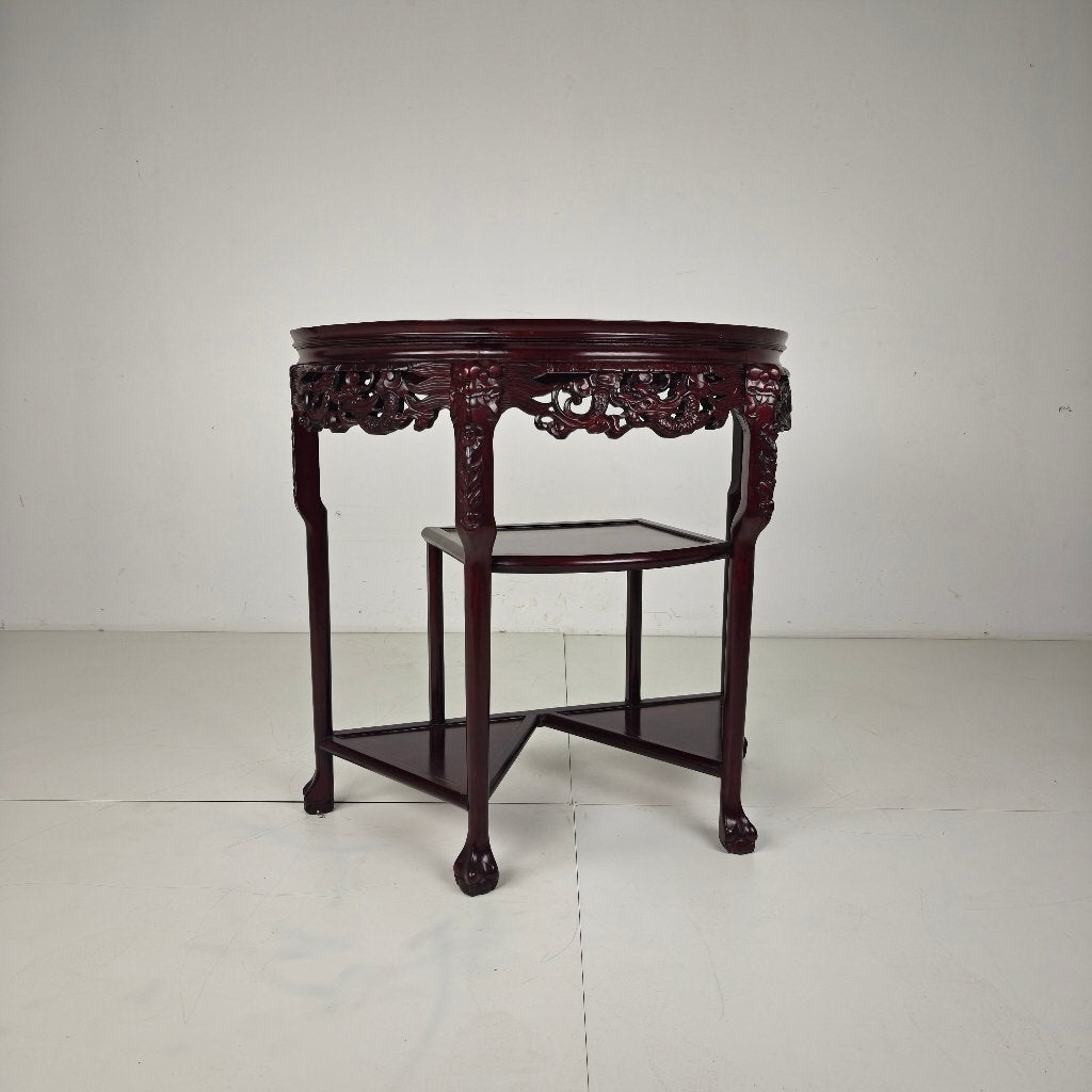 Vintage Chinese hardhouten sidetable met marmeren blad, Ophalen of Verzenden