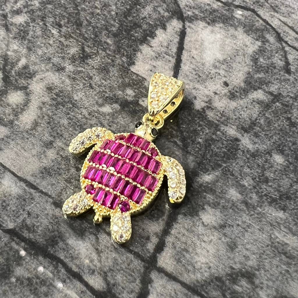 14 karaat gouden schildpad hanger, Ophalen of Verzenden, Zo goed als nieuw, Goud, Kruis of Symbool