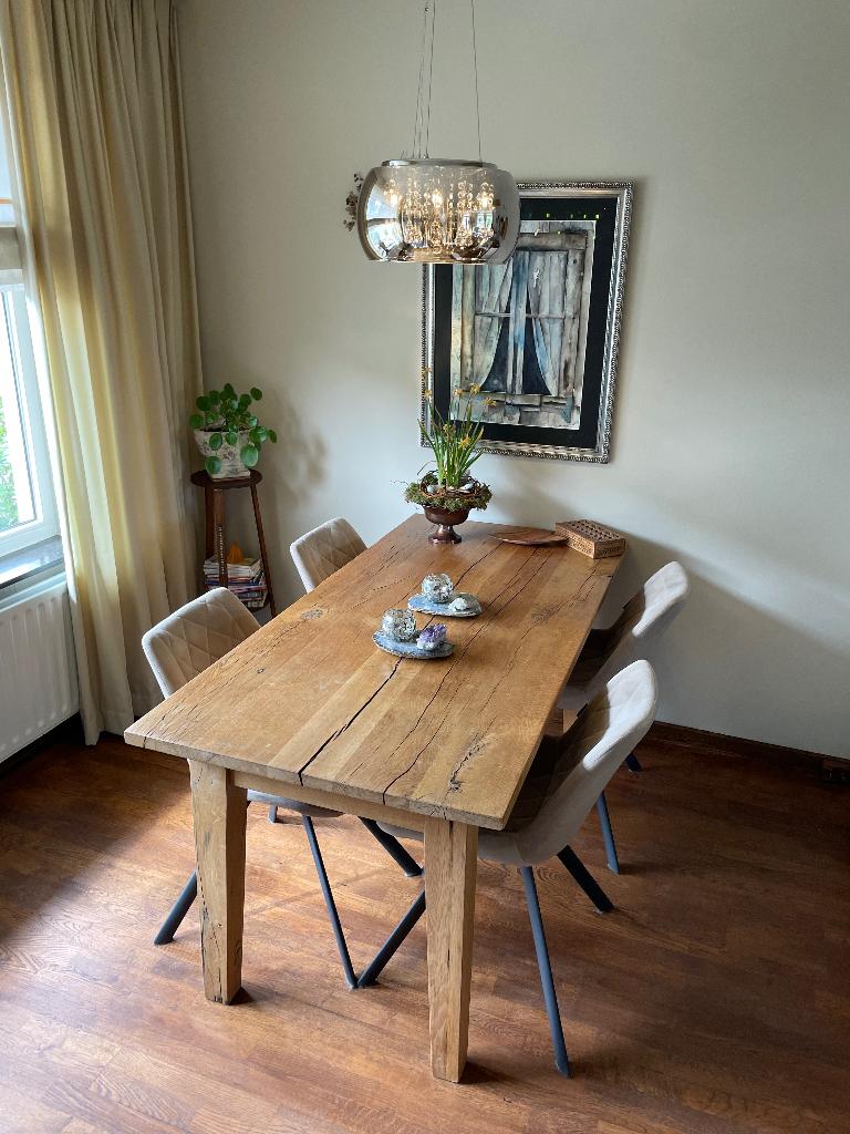 Stoere eetkamertafel klein formaat, Huis en Inrichting, Tafels | Eettafels, Ophalen, Gebruikt, Eikenhout, 50 tot 100 cm