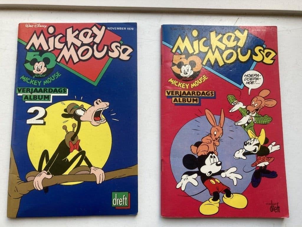2 Mickey Mouse 50  verjaardags albums 1978- reclame Dreft, Boeken, Meerdere stripboeken, Ophalen of Verzenden, Zo goed als nieuw