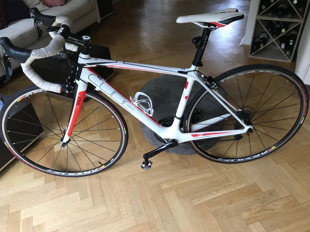 Cube Axial Race racefiets - Dames - Wit/Rood - framemaat 50, 28 inch, Gebruikt, Velgrem, Ophalen