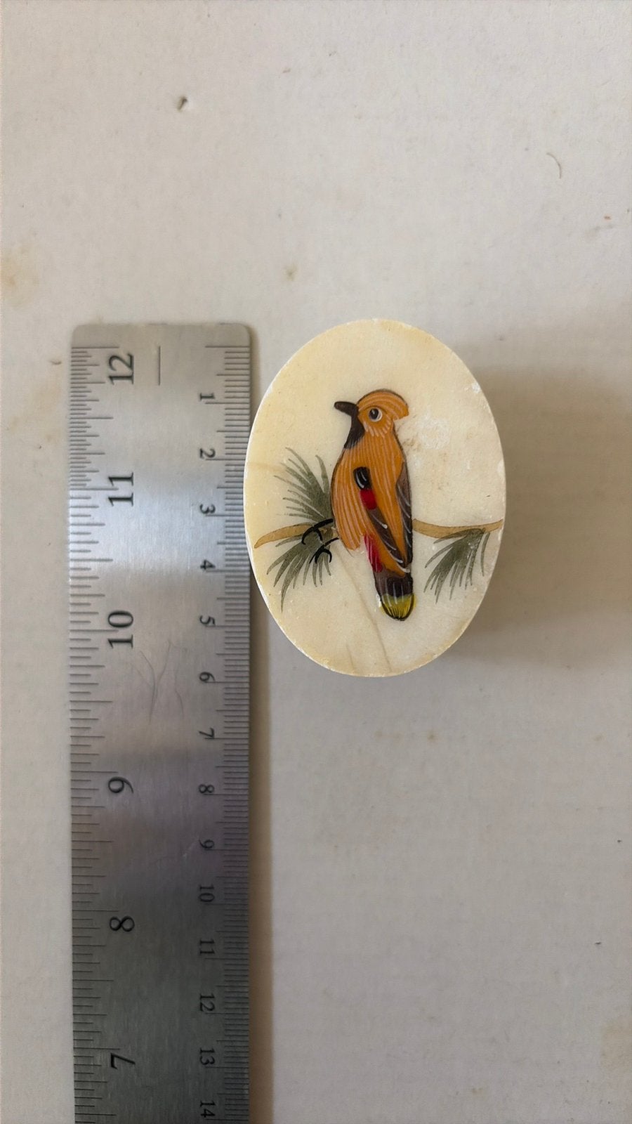 Vintage ovaal doosje met vogeltje, Ophalen of Verzenden