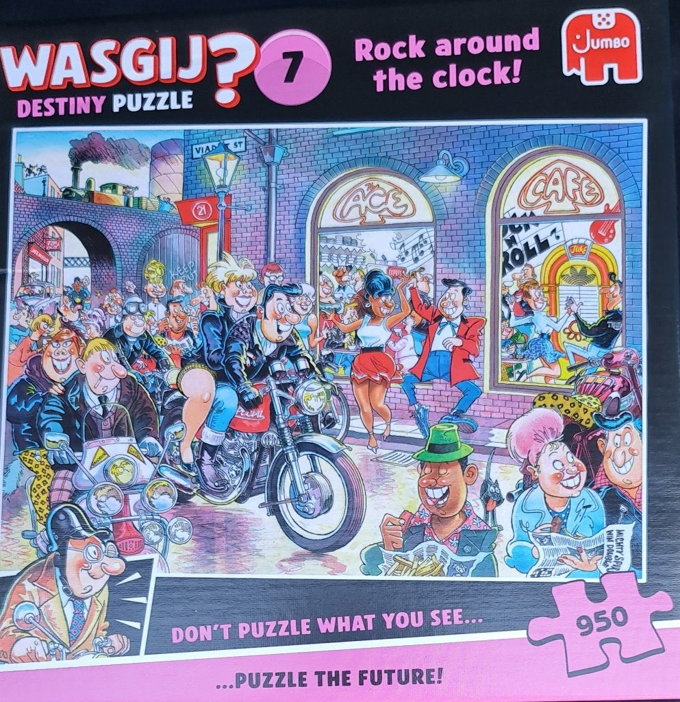 Nieuw! WASGIJ 950 Destiny 7 Rock around the clock!, Hobby en Vrije tijd, Denksport en Puzzels, Ophalen, 500 t/m 1500 stukjes, Nieuw