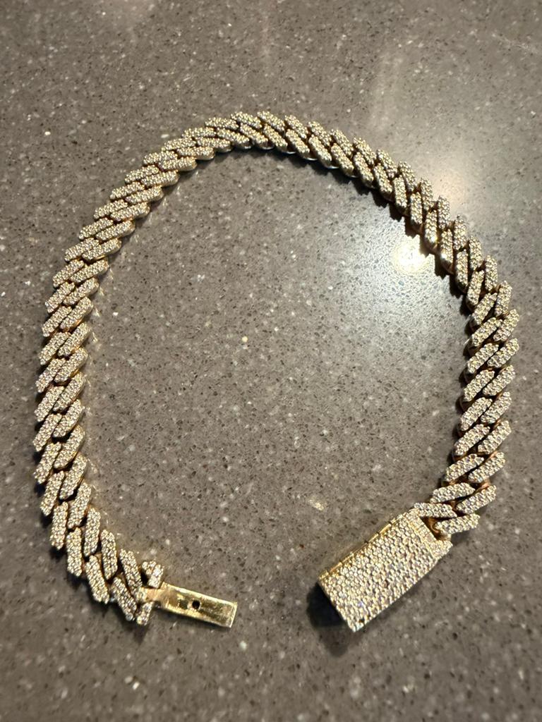 10 karaat geel gouden armband vol briljanten 3.00ct+, Sieraden, Tassen en Uiterlijk, Armbanden, Ophalen, Gebruikt, Met edelsteen