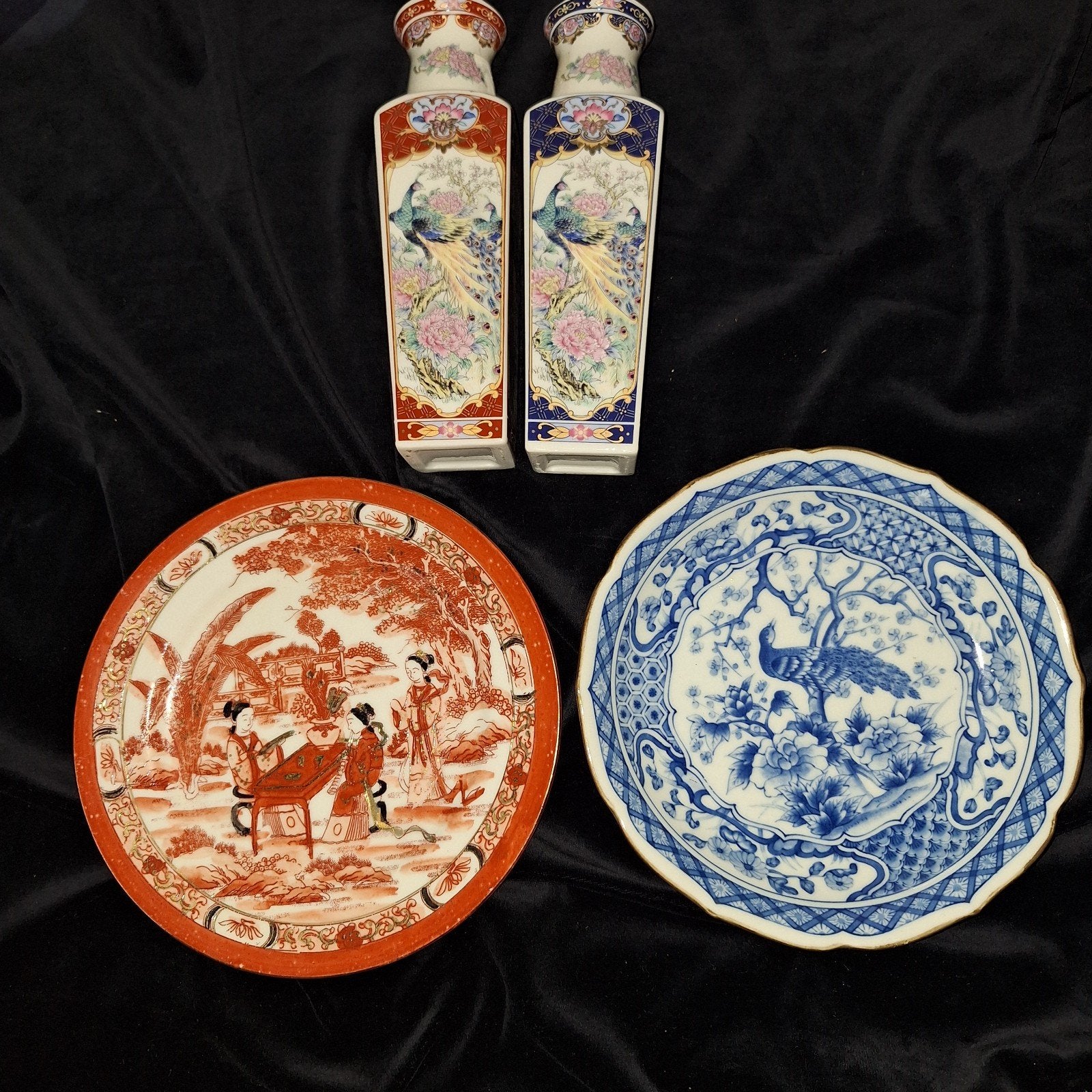 Pauw vaasjes bord Asia servies vintage, Ophalen of Verzenden, Zo goed als nieuw, Overige stijlen, Bord(en)